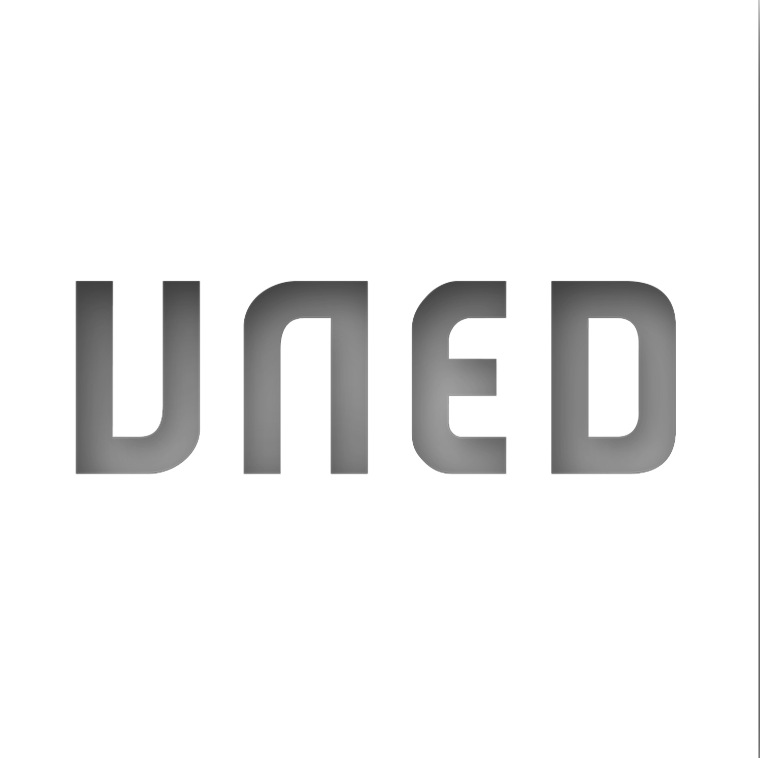 UNED logo: bold black letters on a white background (stylized wordmark read left to right as UNED).
